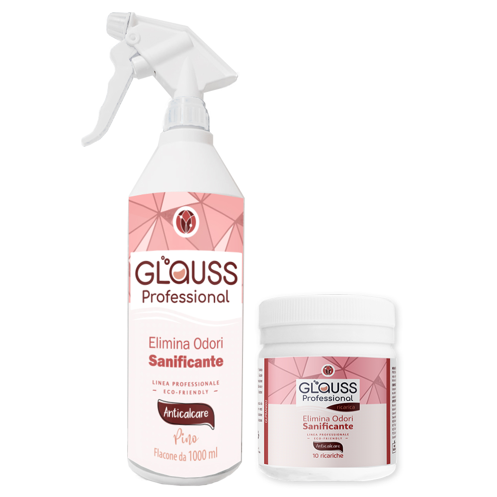 glauss professional anticalcare kit 10 ricariche 10 litri di soluzione elimina odori sanificante